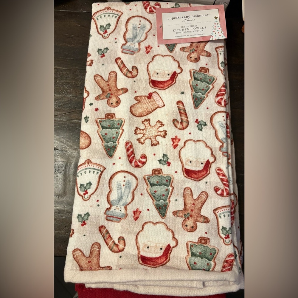 cupcakes & cashmere Kitchen Towels - Cream with Festive Print
